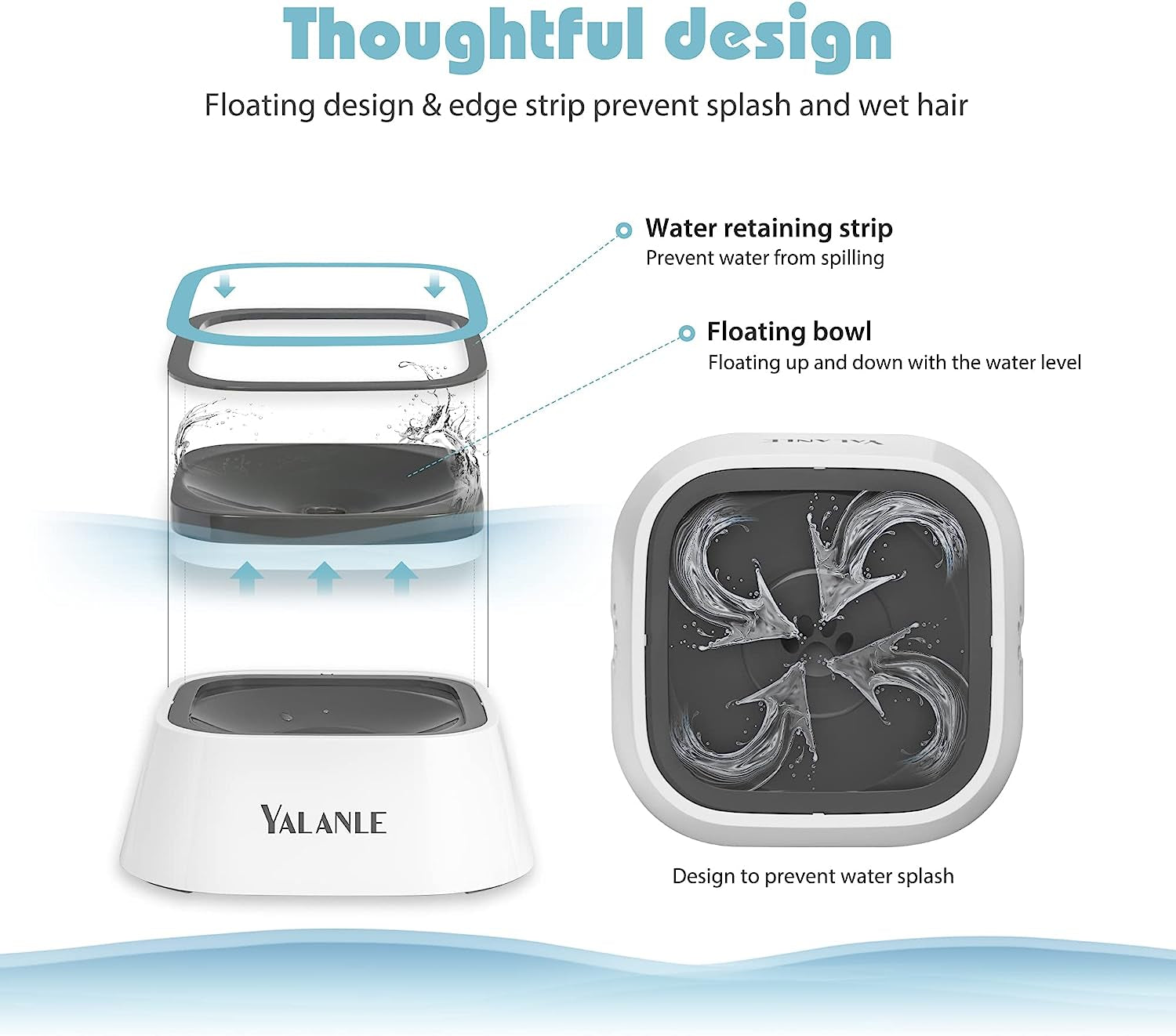 Dog Water Bowl No-Spill Pet Water Bowl Slow Water Feeder Dog Bowl No-Slip Pet Water Dispensr.