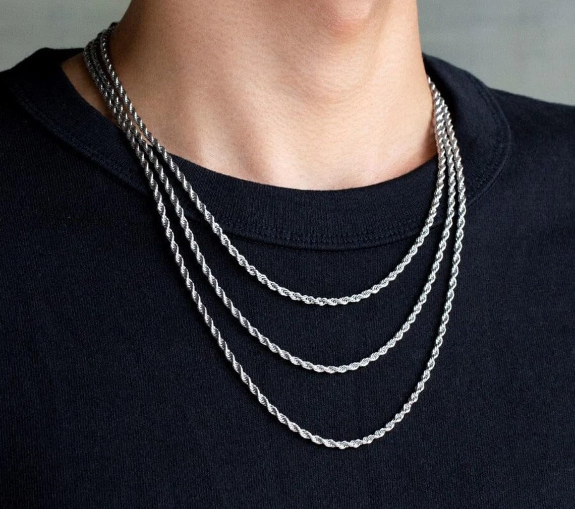 Gold Rope Chain for Men 2.5Mm 3Mm 4Mm 18K Gold Plated Stainless Steel Rope Chain Necklace for Men & Women