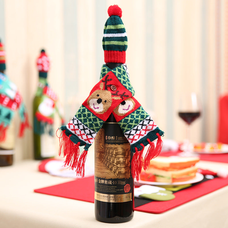 🍷 Christmas Scarf & Wine Bottle Decoration – Wrap Your Wine in Holiday Cheer