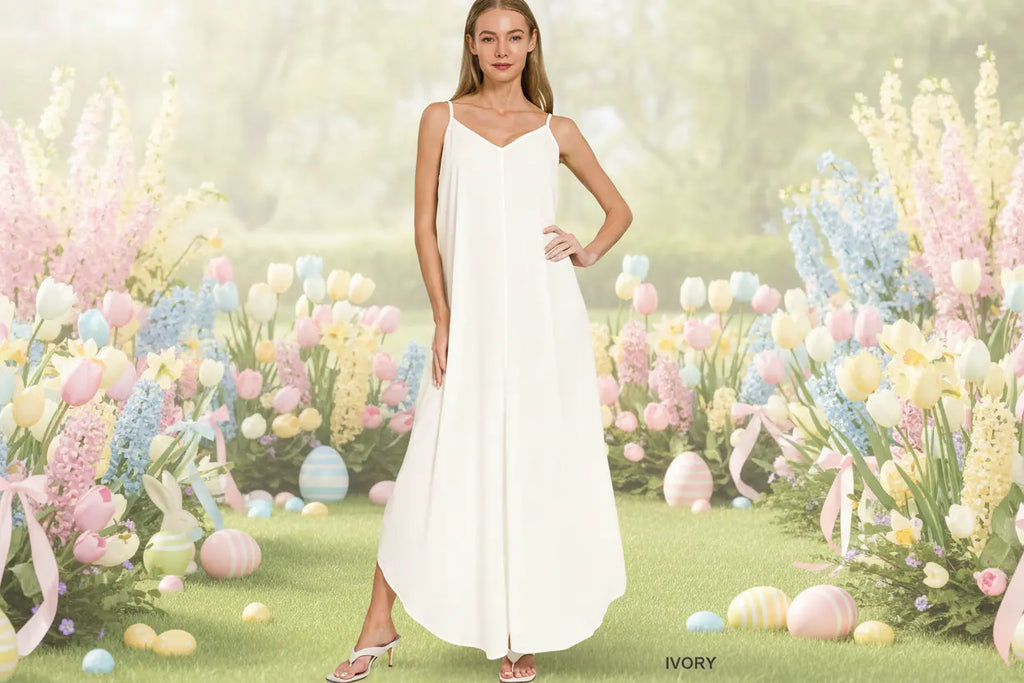 Woven Crinkle Cami Maxi Dress with Side Pockets Trendsi