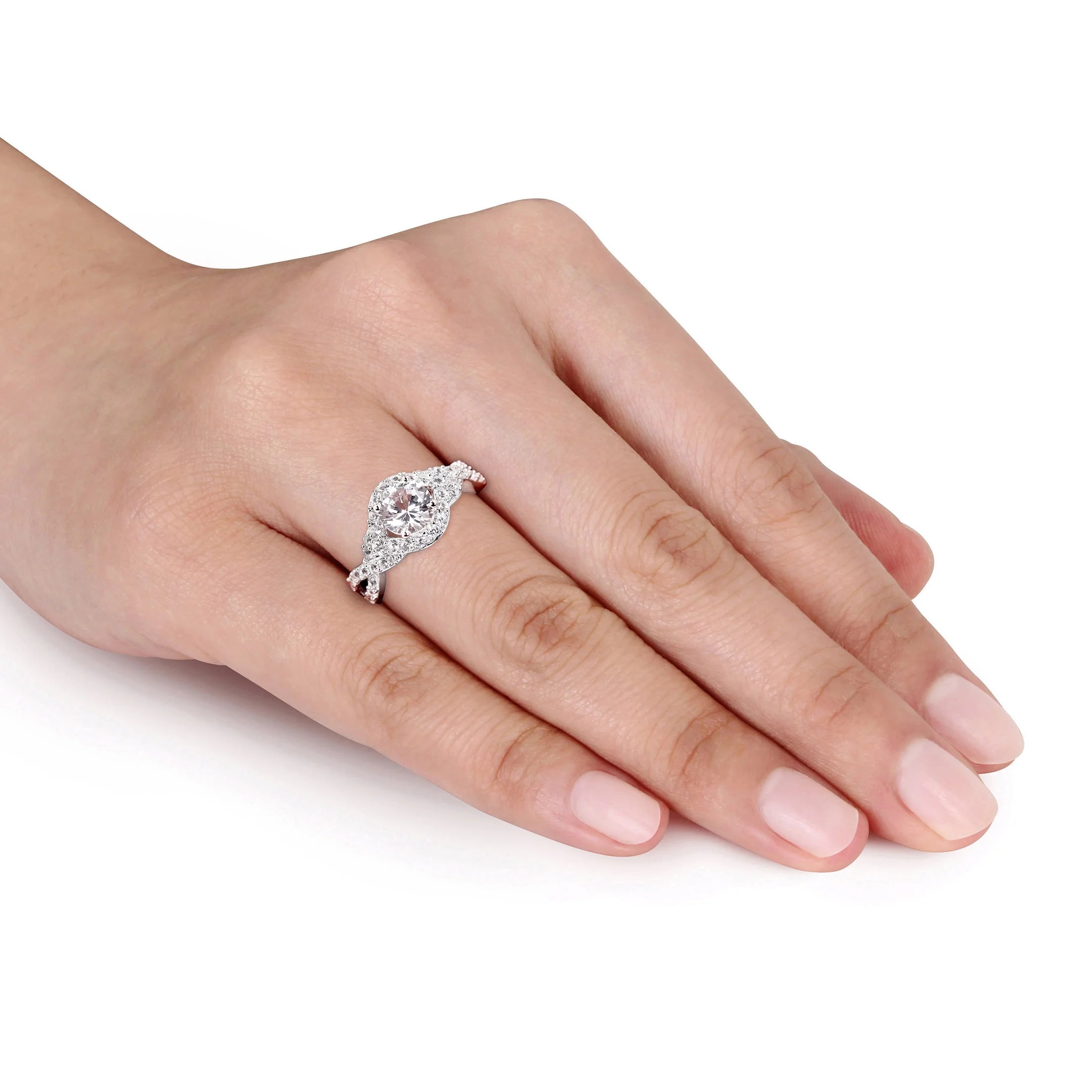 Women's Created Sapphire Sterling Silver Engagement Ring