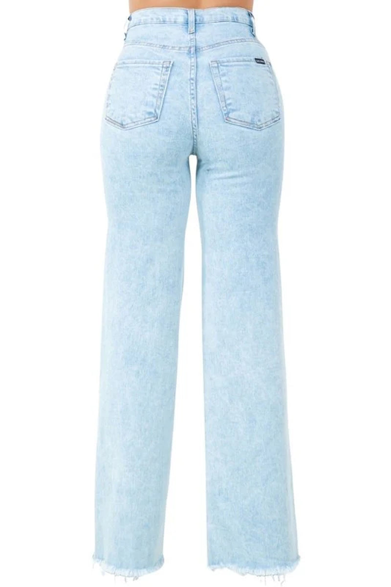 High Rise Wide Leg Jeans – Heart Pearl Embellished Denim Made in USA