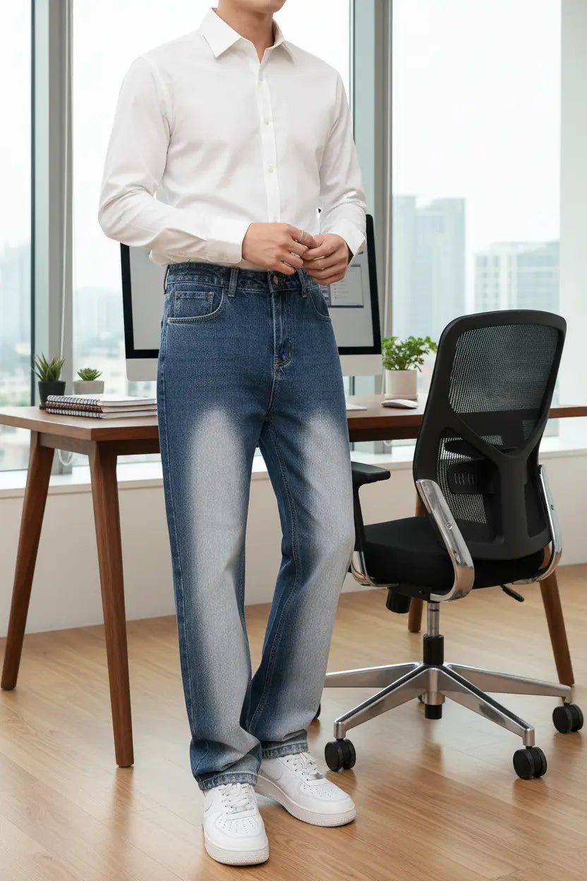 Men’s Washed Straight Leg Jeans Classic comfort. Confident style. Trendsi
