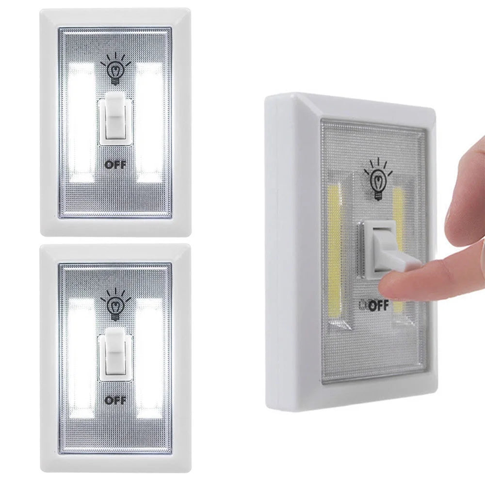 Wireless COB LED Switch Lights – 2-Pack Battery-Operated Wall Lamps (80 Lumens)