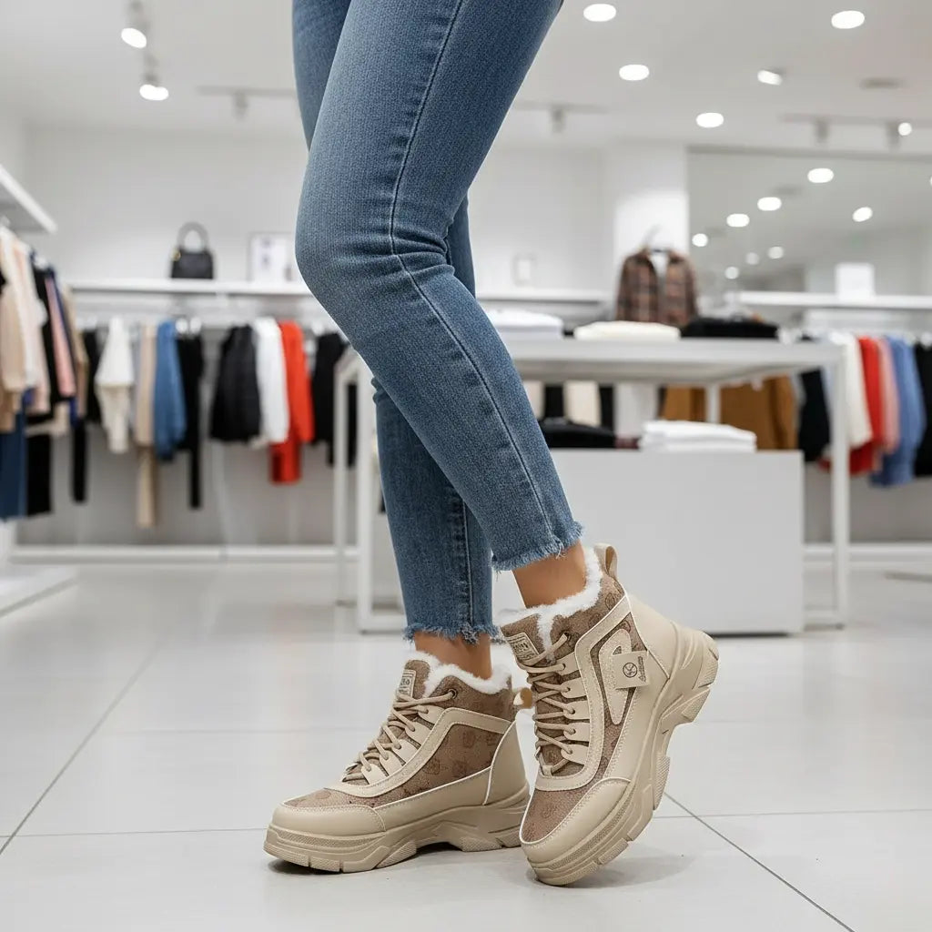 High-Top Platform Chunky Sneaker Boots with Lace-Up Trendsi