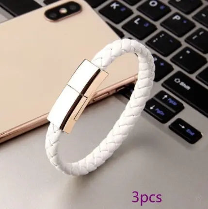 Braided Leather Bracelet Charger (USB/Type‑C/Apple Compatible) CJ