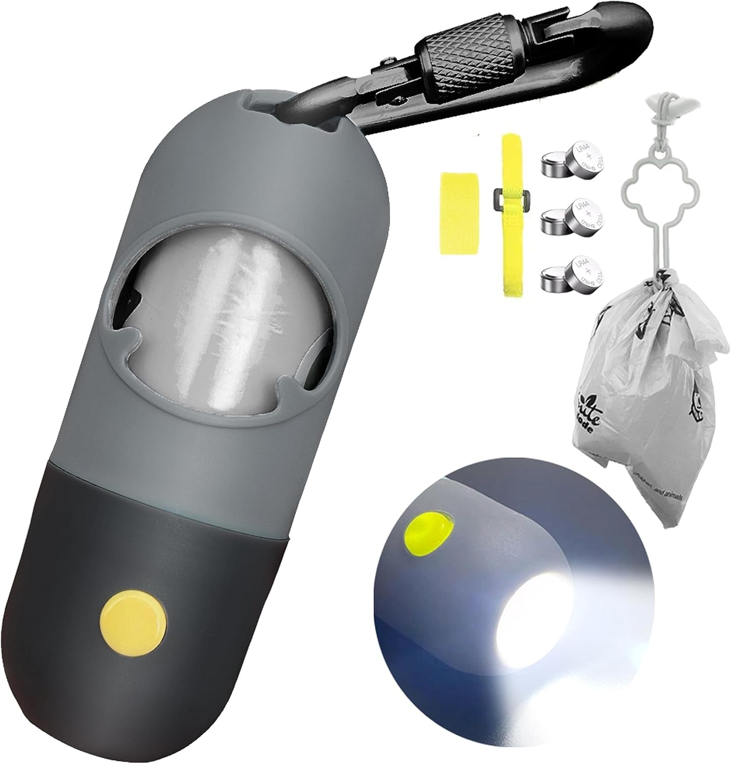Light-Up Dog Poop Bag Dispenser (Mint Green) - Leash Clip Included