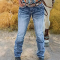 Embroidered High-Waist Jeans – Straight-Leg Dazzling Denim CJ
