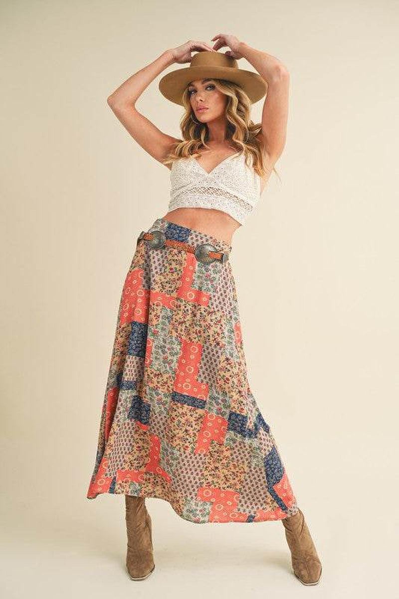 Boho Patchwork Maxi Skirt – Festival-Ready Fall & Holiday Style