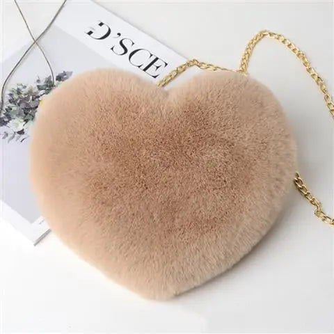 Heart-Shaped Plush Shoulder Bag | The "Dazzle" Comfort Collection CJ