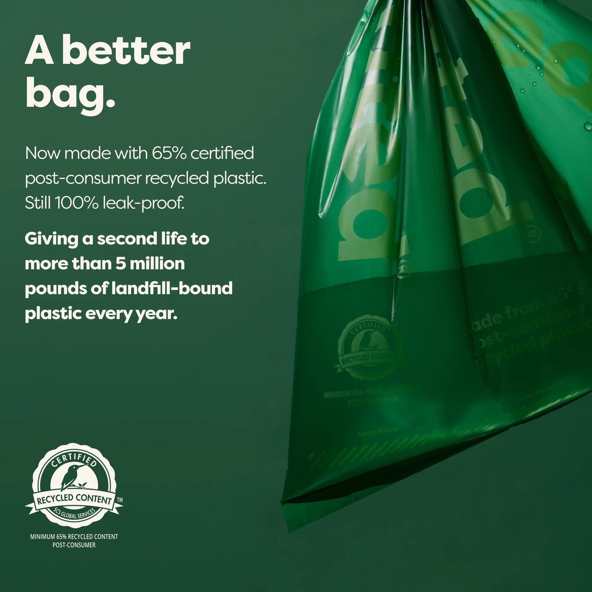 Eco-Friendly Dog Poop Bags, Ultra Thick and Leak Proof Dog Waste Bags, Unscented, 60 Count