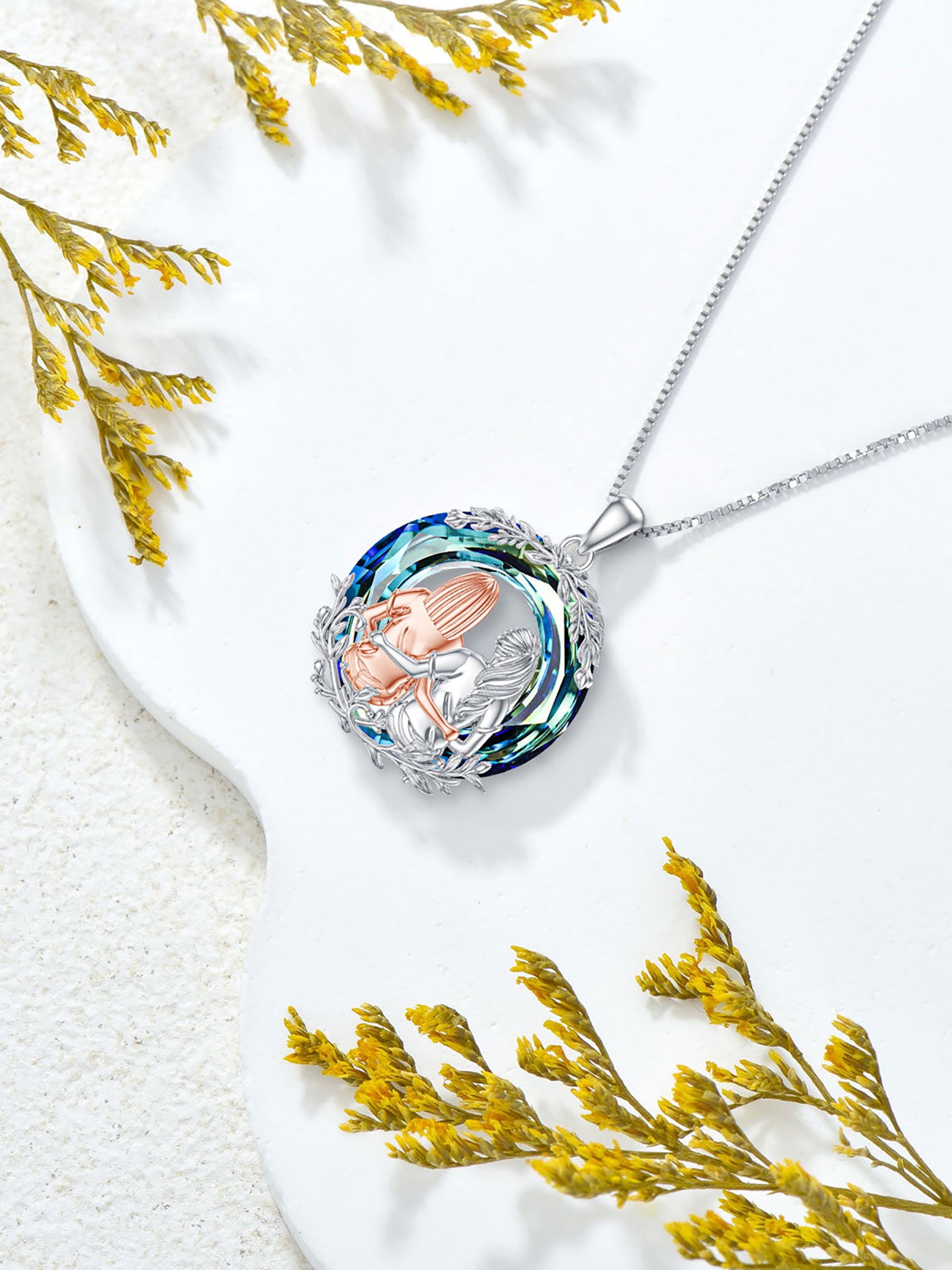 Mothers Day Gifts For Mom or Sister 925 Sterling Silver Created Opal Always My Sister Forever My Friend Sister Necklace Jewelry Christmas Gifts