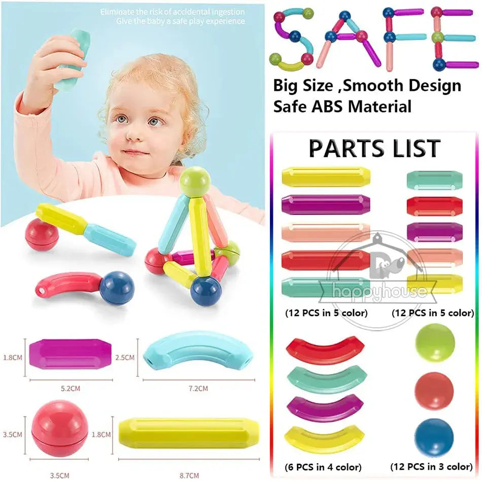 Magnetic Constructor Blocks Set Toys for Kids Magnet Stick Rod Building Blocks Montessori Educational Toys