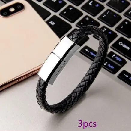 Braided Leather Bracelet Charger (USB/Type‑C/Apple Compatible) CJ