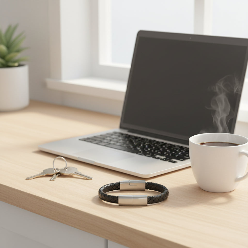 Braided Leather Bracelet Charger (USB/Type‑C/Apple Compatible) CJ