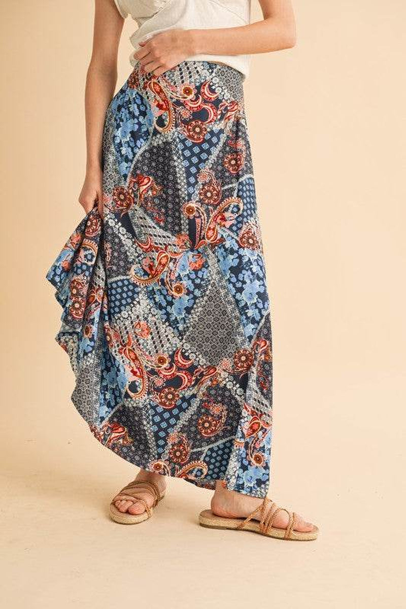 Boho Patchwork Maxi Skirt – Festival-Ready Fall & Holiday Style