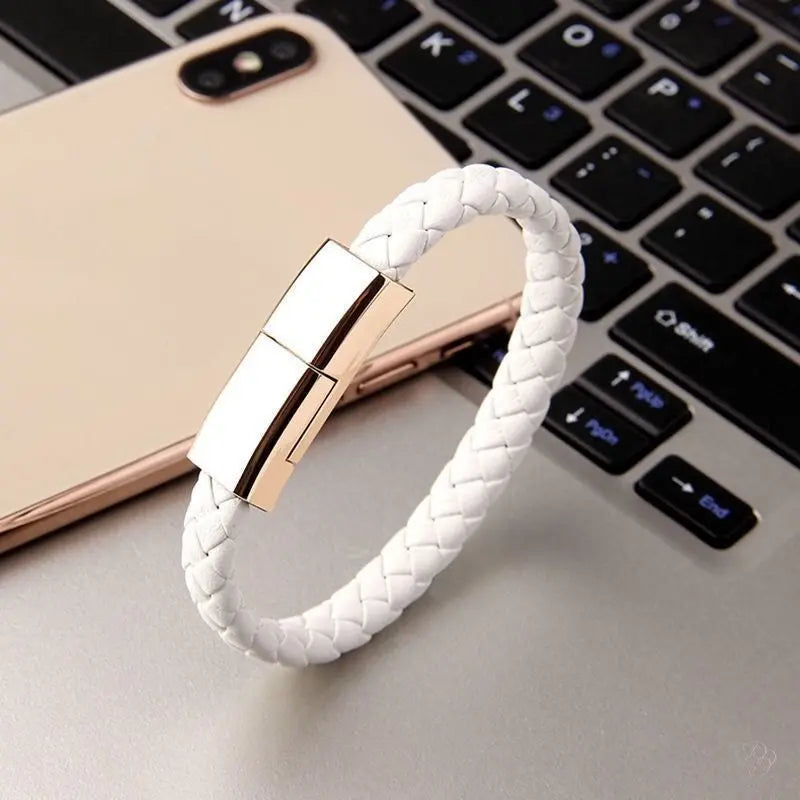 Braided Leather Bracelet Charger (USB/Type‑C/Apple Compatible) CJ