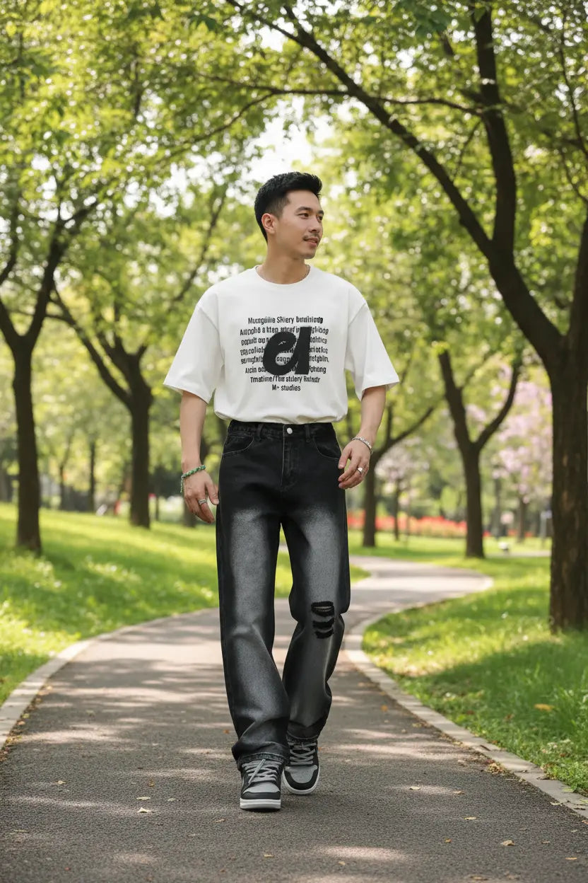 Men’s Washed Straight Leg Jeans Classic comfort. Confident style. Trendsi