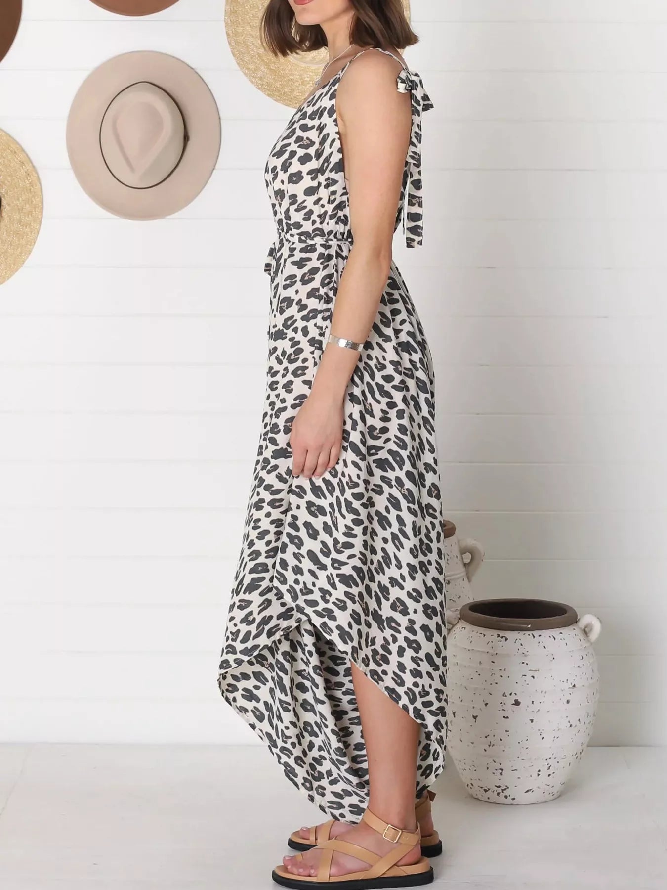Full Size Leopard Print V-Neck Wide Leg Jumpsuit Plus Size