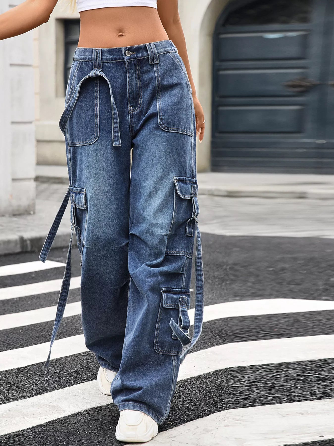🛠️Wide Leg Cargo Jeans - Utility Meets Dazzle