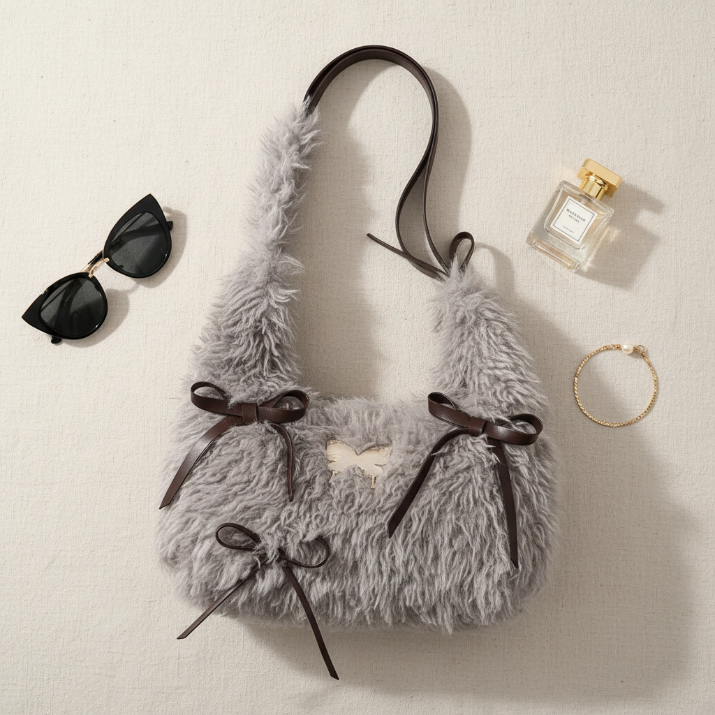 Fluffy Bow Shoulder Bag Trendsi