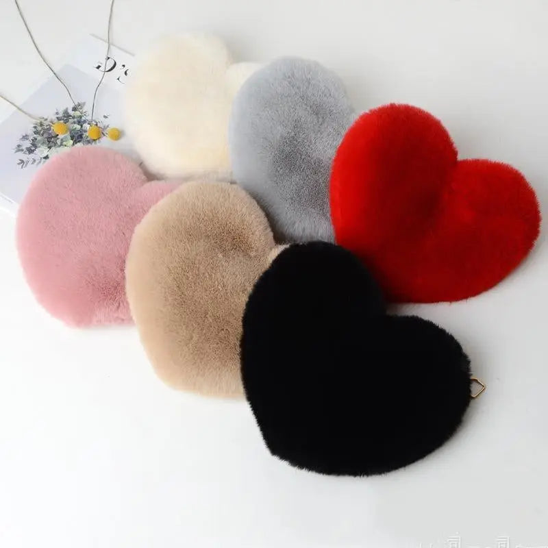Heart-Shaped Plush Shoulder Bag | The "Dazzle" Comfort Collection CJ