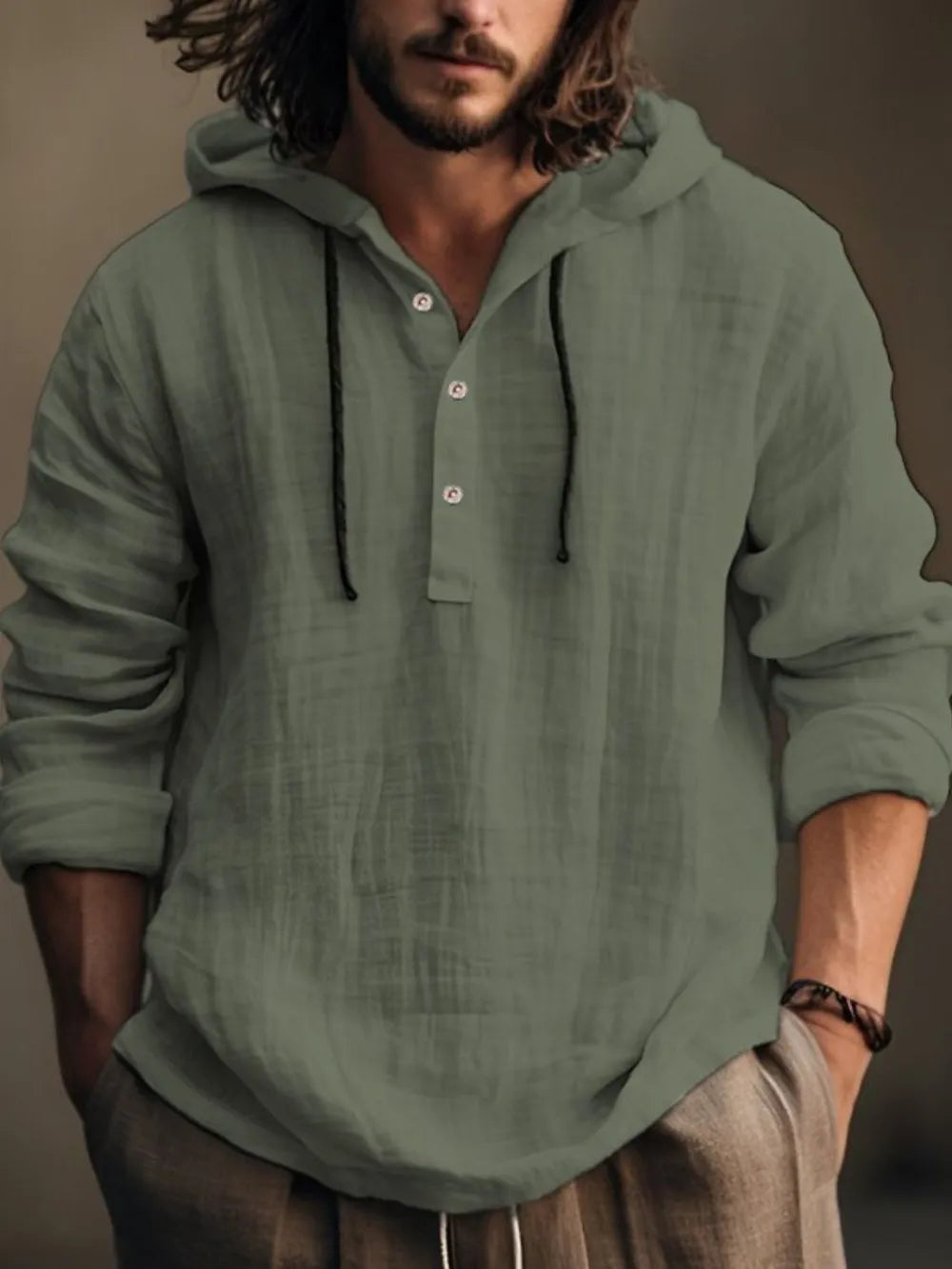 🧥 Full-Size Half-Button Hoodie – Classic Comfort, Confident Fit