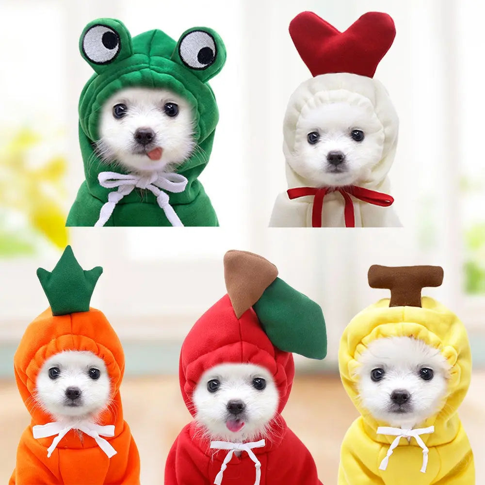 Fruit Print Dog Hoodie for Small Dogs | Soft Fleece Winter Puppy Clothes | Warm Pet Costume for Chihuahua & Frenchie Puracy
