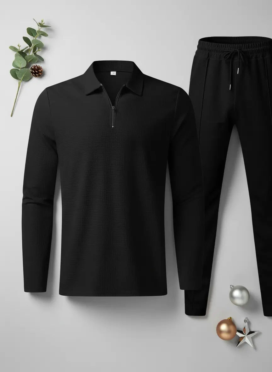 Men's Full Size Long Sleeve Top and Pants Set Plus Size Trendsi