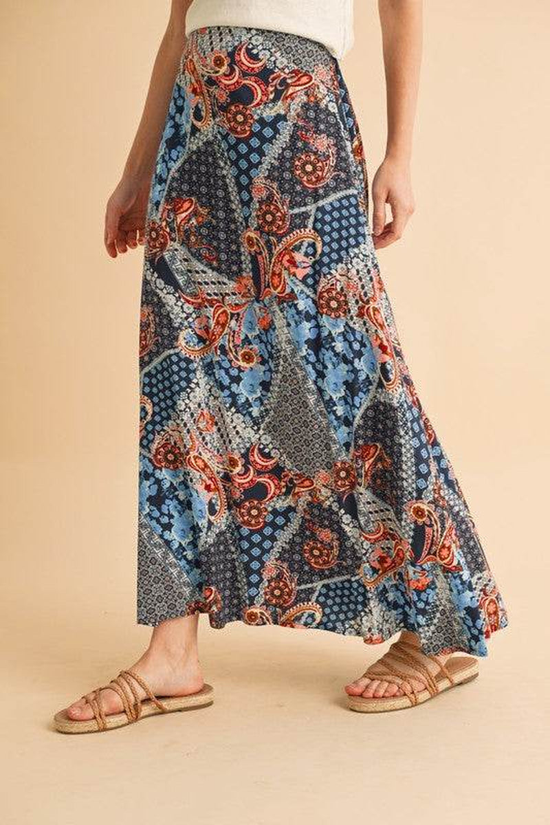Boho Patchwork Maxi Skirt – Festival-Ready Fall & Holiday Style