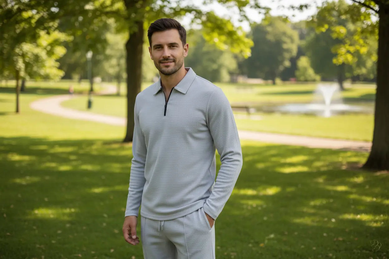 Men's Full Size Long Sleeve Top and Pants Set Plus Size Trendsi