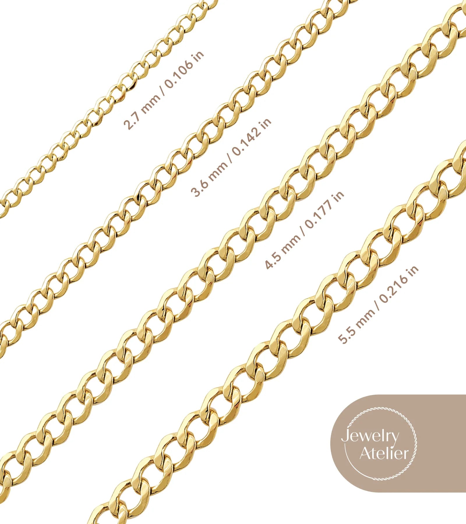 Gold Chain Necklace Collection - 14K Solid Yellow Gold Filled Miami Cuban Curb Link Chain Necklaces for Women and Men w