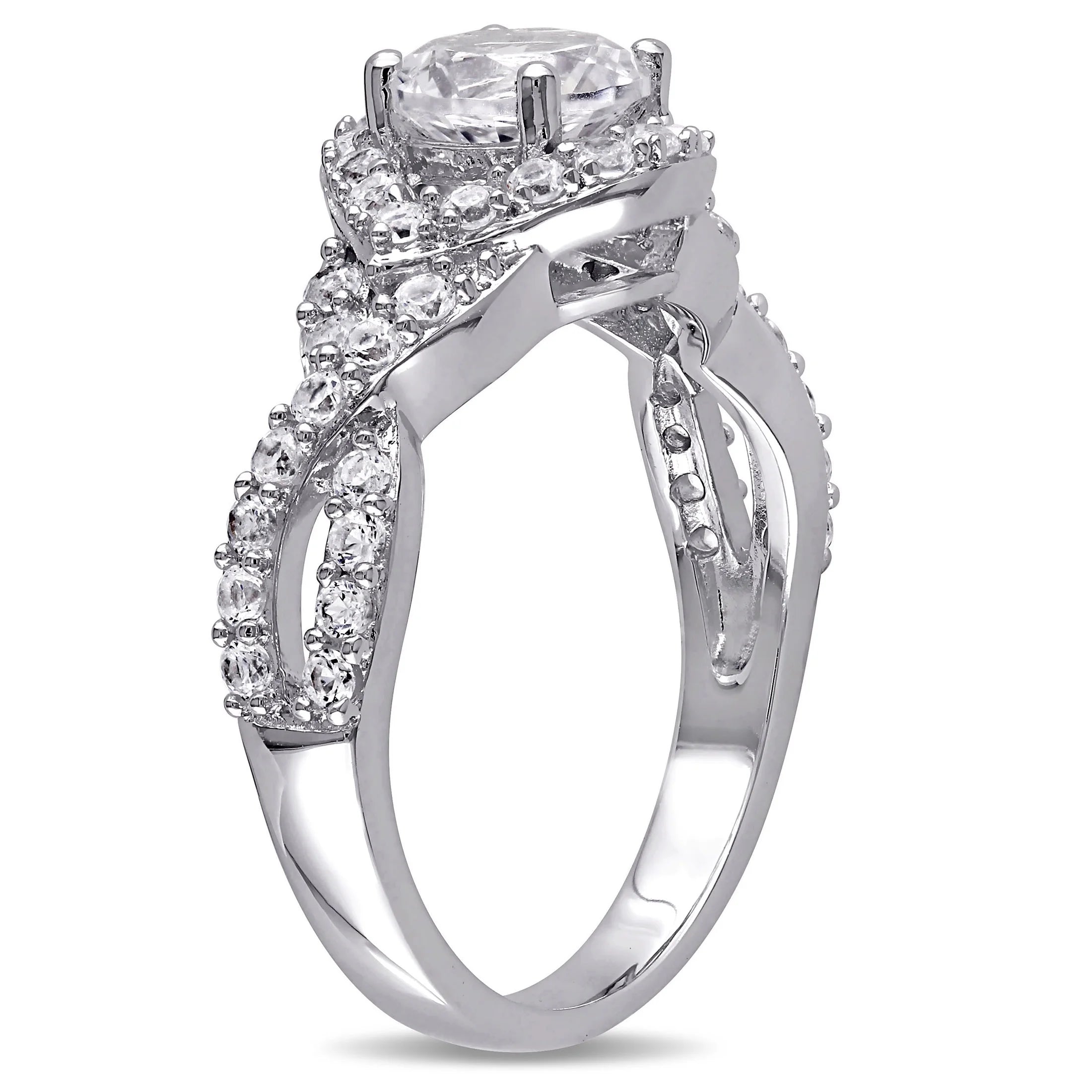 Women's Created Sapphire Sterling Silver Engagement Ring