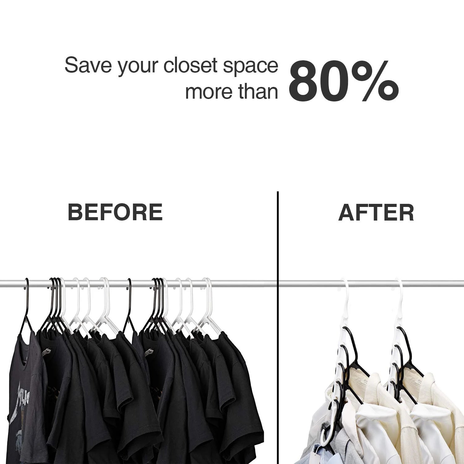 Plastic Space Saving Hangers, Hanger Organizer, Closet Organizer, 16 Pack, White