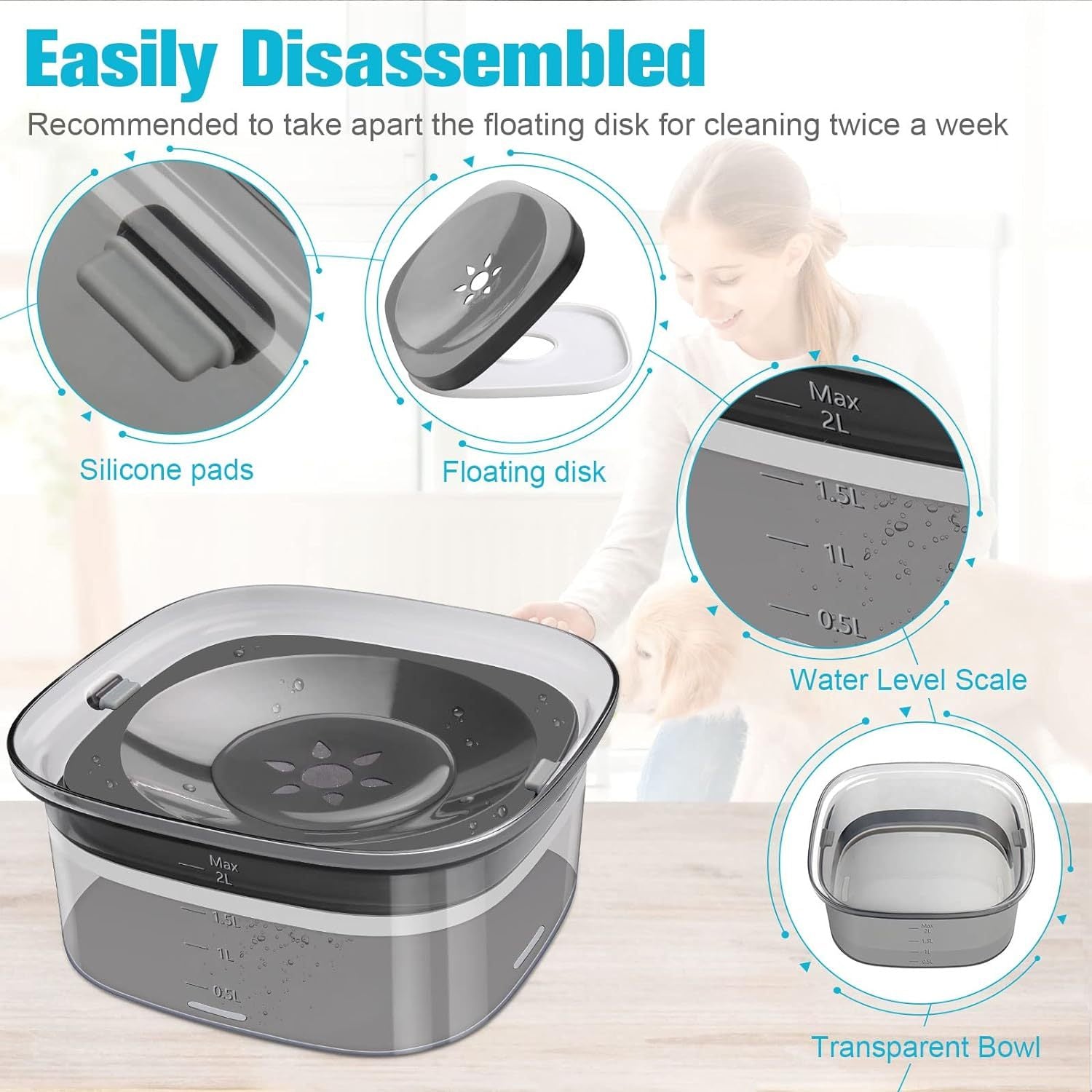 "The Dazzling 2L No-Spill Slow-Feeder: Hydration Made Spotless" CJ