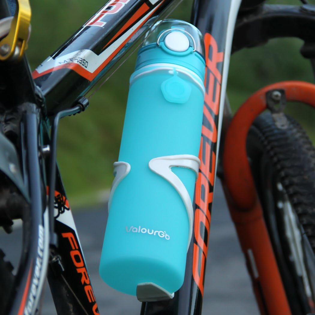 Collapsible Silicone Water Bottle - Leakproof & BPA-Free - 21 oz, Aqua Blue