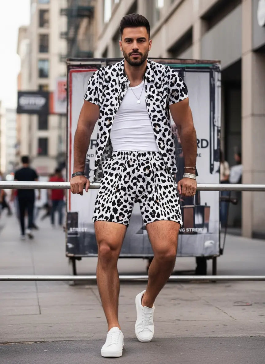 🐆Men's Plus Size Leopard Set: Bold Style, Confident Fit Trendsi