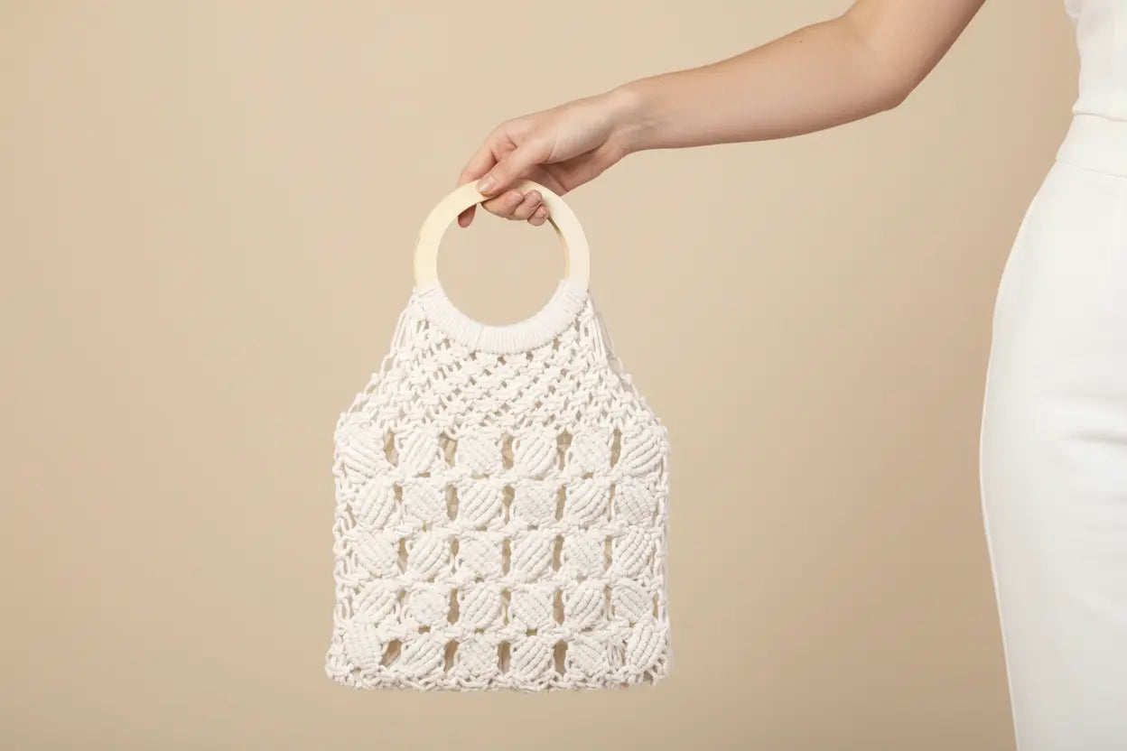 Fame Boho Braided Wooden Top Handle Bag Trendsi