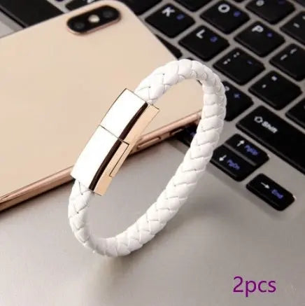 Braided Leather Bracelet Charger (USB/Type‑C/Apple Compatible) CJ