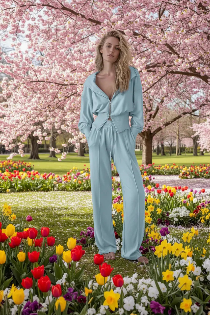 Zip-Up Hoodie & Pants Set – Move Freely, Lounge Boldly Trendsi