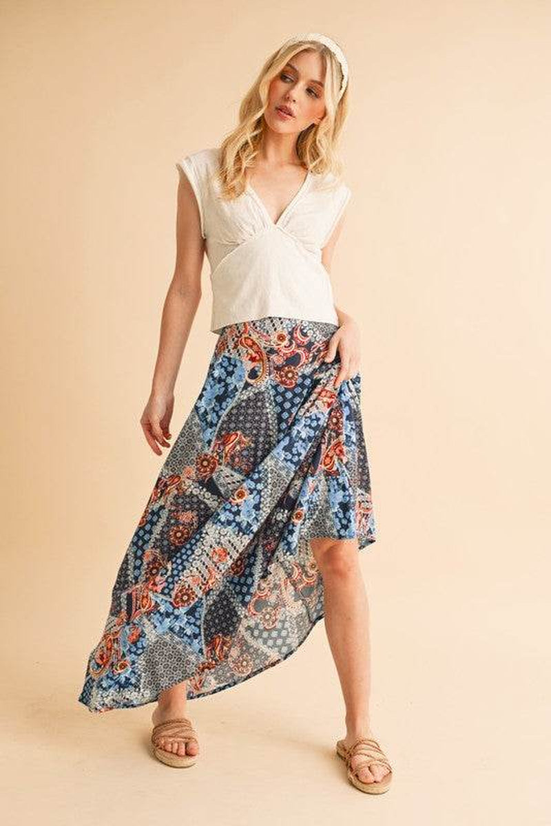 Boho Patchwork Maxi Skirt – Festival-Ready Fall & Holiday Style
