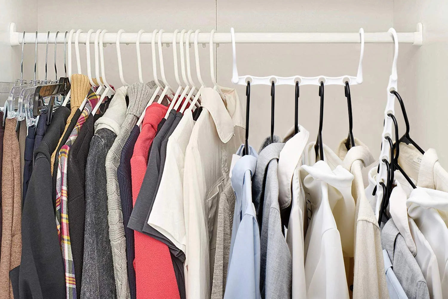 Plastic Space Saving Hangers, Hanger Organizer, Closet Organizer, 16 Pack, White