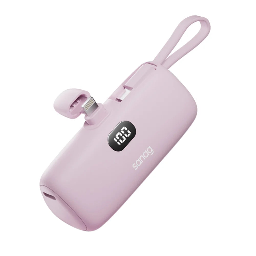 Sanag 2-in-1 Mini Power Bank with Built-In Cables & Phone Stand – 5000mAh Fast Charging
