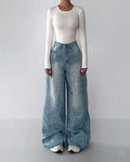 Irregular Rhinestone Jeans CJ