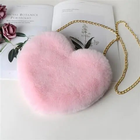 Heart-Shaped Plush Shoulder Bag | The "Dazzle" Comfort Collection CJ