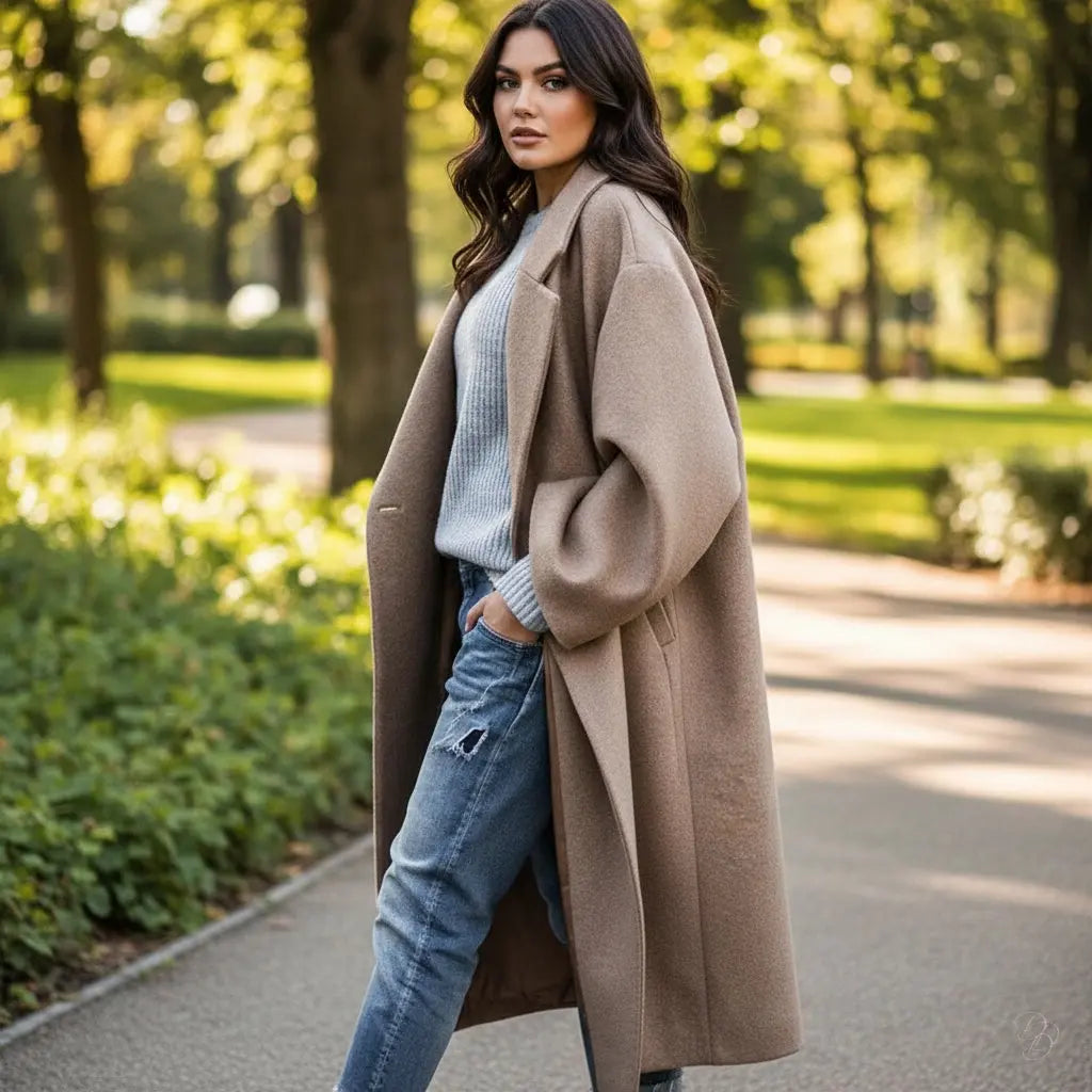 Casual Long Woolen Coat – Warm, Stylish & Made to Empower Dias Dazzling Discoveries
