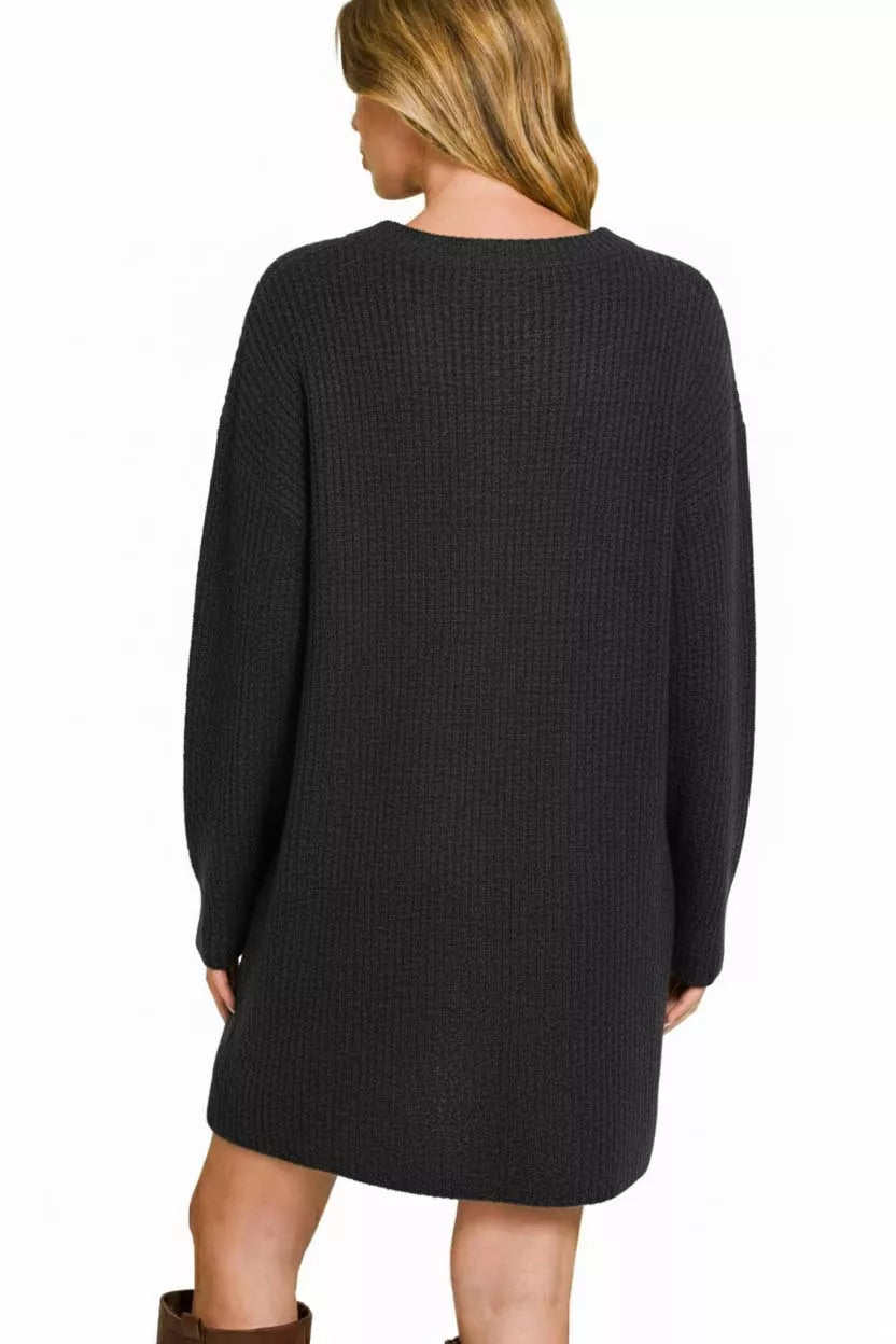 Diaz Dazzling Discoveries: V-Neck Long Ribbed Sweater Dress