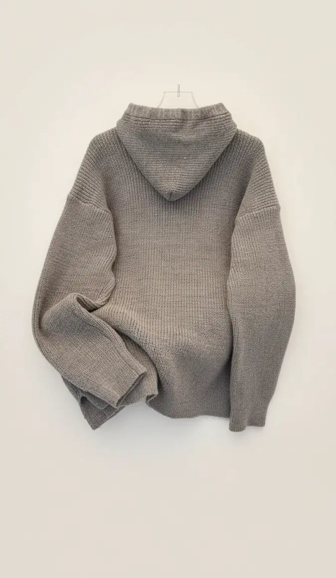 Men's Hooded Half Zip Knit Sweater-Dias Dazzling Discoveries Trendsi