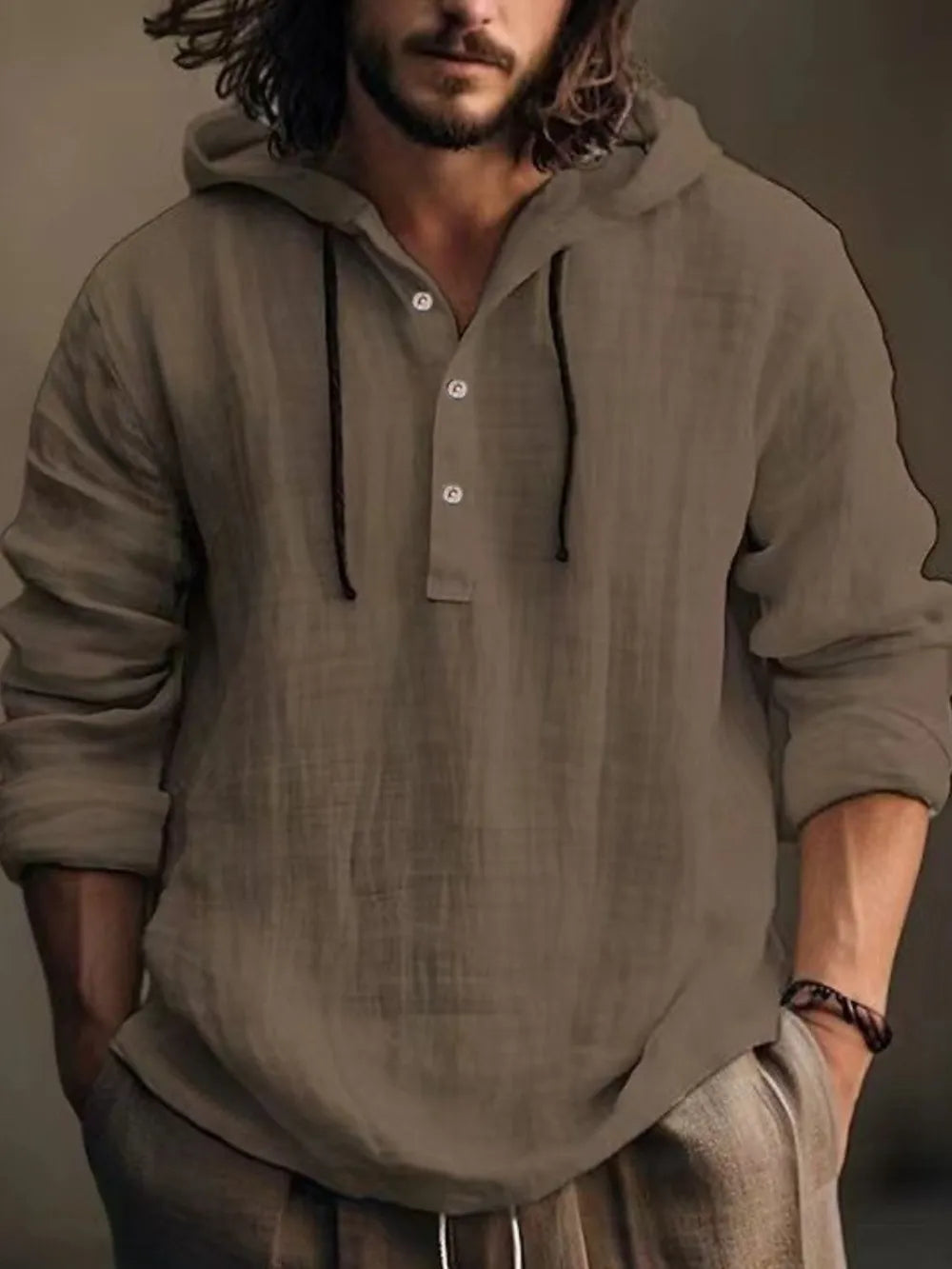 🧥 Full-Size Half-Button Hoodie – Classic Comfort, Confident Fit