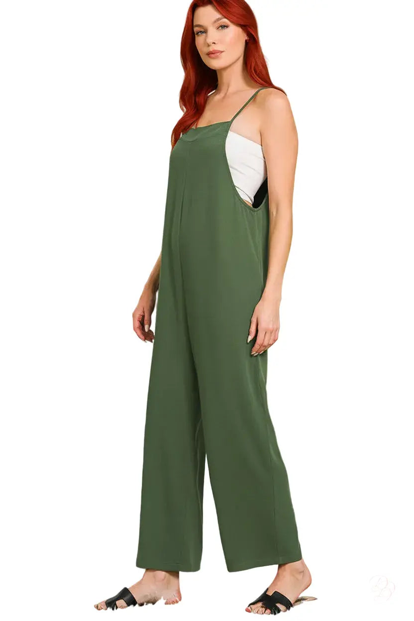 Woman's Rayon Woven Wide Leg Jumpsuit Trendsi